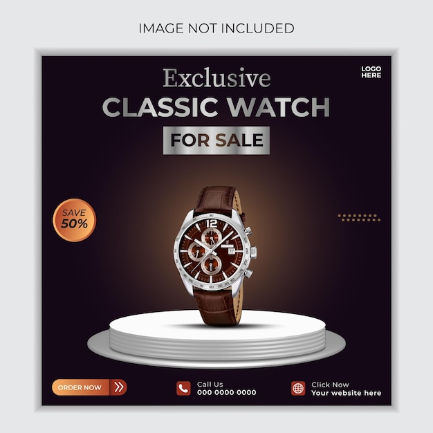 Vector smart watch social media and instagram post template