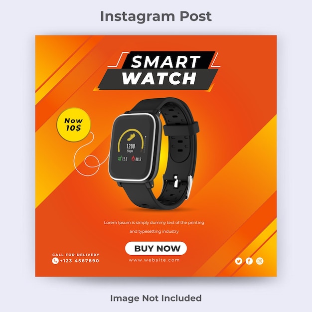 Дизайн постов в социальных сетях smart watch и шаблон веб-баннера