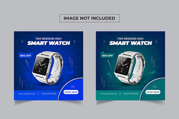 Vector smart watch social media sales banner design