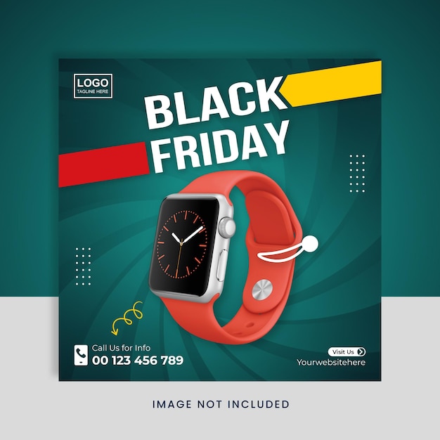 Smart watch special offer black friday sale social media post instagram post banner template