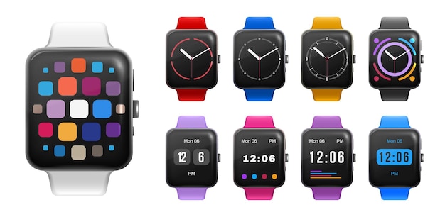 Vector smart watch square set