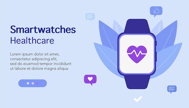 Vettore tecnologia smart watch con comunicazione digital display per la salute e la telemedicina. vettore