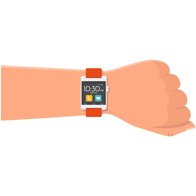 Smart watch vector on wrist wearable smartwatch icon