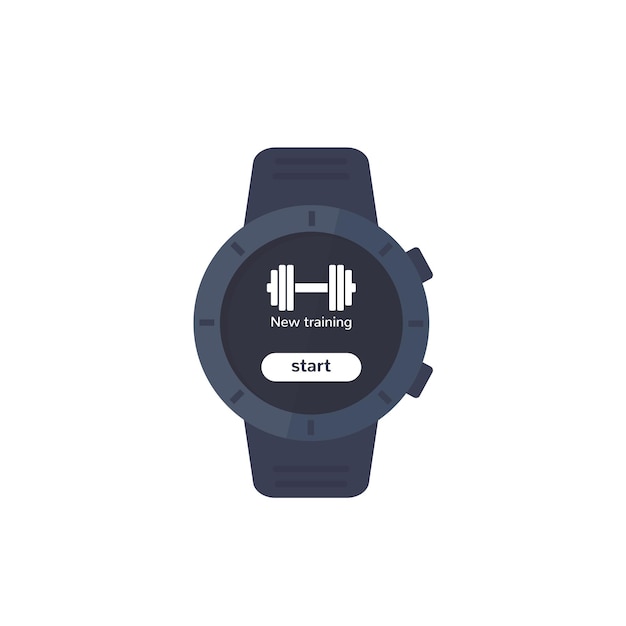 Vector smart watch with fitness app, ui design