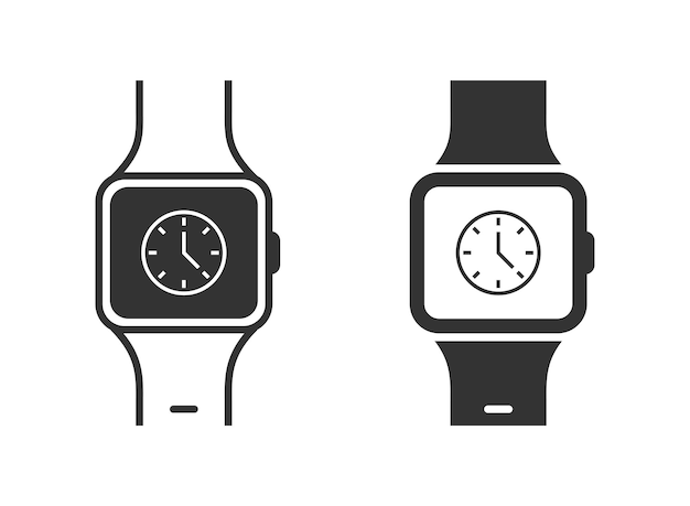 시간 아이콘이 있는 스마트 시계 시계 기호 플랫 벡터 그림