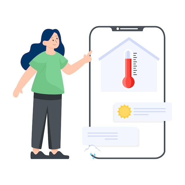 Vector a smart weather app flat illustration