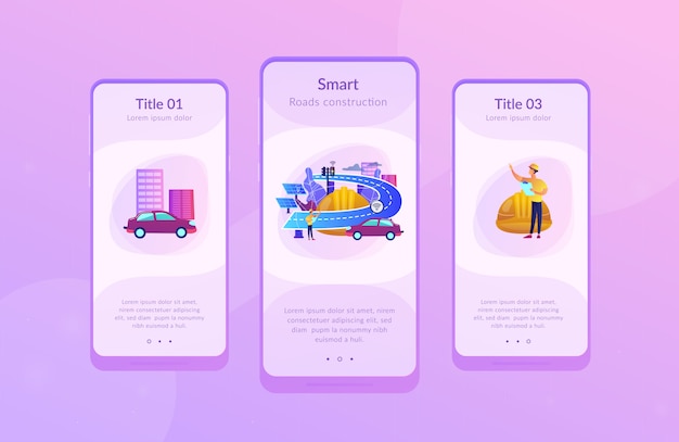 Vector smart wegen constructie app interface sjabloon.