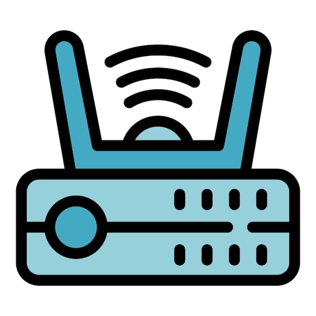 スマート Wi-Fi ボックス アイコン アウトライン ベクトル ホーム テレビ ビデオ モニター カラー フラット