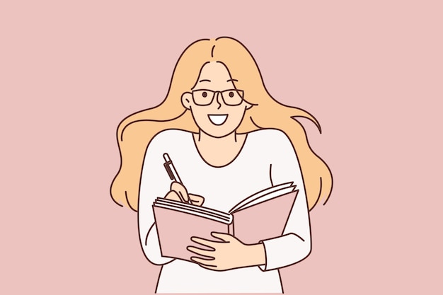 똑똑한 여학생은 펜과 메모장을 들고 강의를 적거나 은밀한 욕망으로 일기를 쓴다
