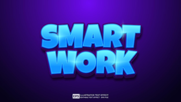 Smart Work 편집 가능한 3d 텍스트 효과 글꼴 그림