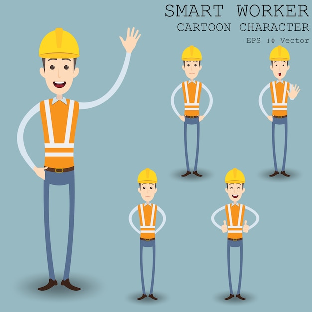 Smart worker cartoon character