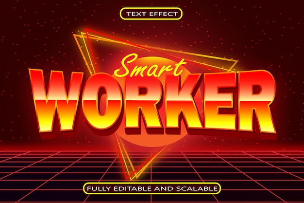 Smart worker editable text effect 3 dimension emboss retro style