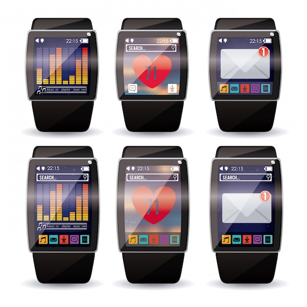 Smart wristwatch or smartwatch set.