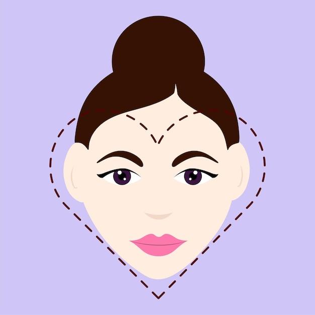 Smart Young Girl With Heart Face Icon Over Light Purple Background