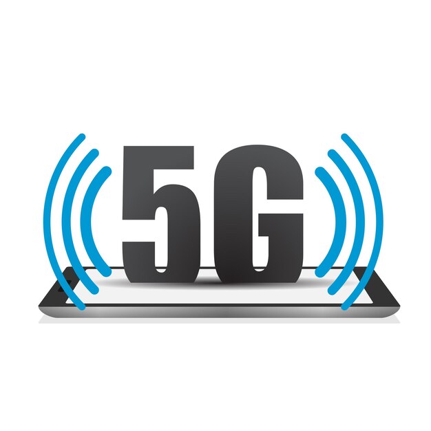 Smartphone 5g symbol wireless internet wifi connection fifth innovative generation of global