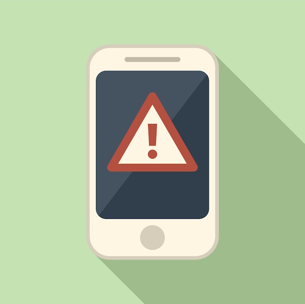 Smartphone alert icon flat vector virus error computer fraud