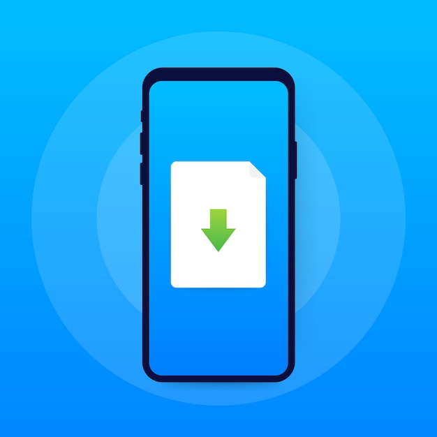 Смартфон и скачать значок файла. концепция загрузки документов