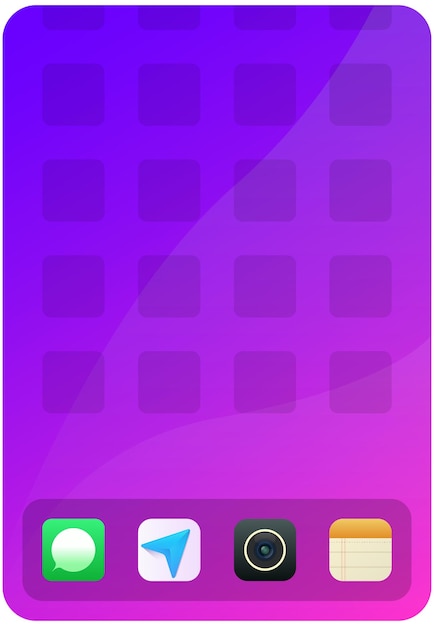 Smartphone App Drawer UI Mockup Kleurige Gradiënt achtergrond met Icon Grid en Bottom Navigatie