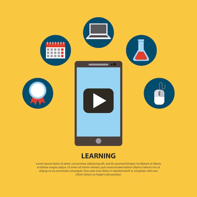 smartphone-app leren online onderwijs vectorillustratie