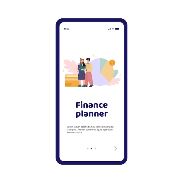 가족 재정 예산 벡터 일러스트 레이 션의 스마트 폰 앱 플래너