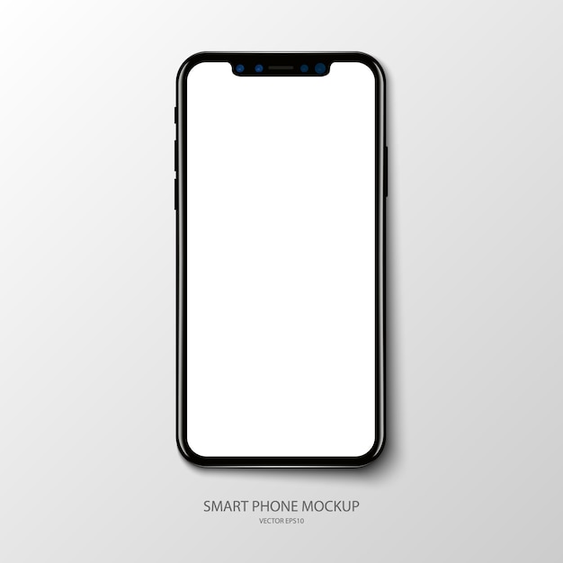灰色の背景にスマートフォンアプリケーション画面のモックアップ