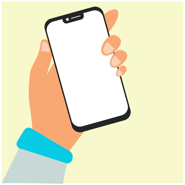 Smartphone bedrijf in handen cartoon vectorillustratie