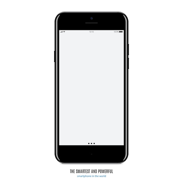 ベクトル スマートフォンの黒い色と白い背景の空白画面のフロントビュー