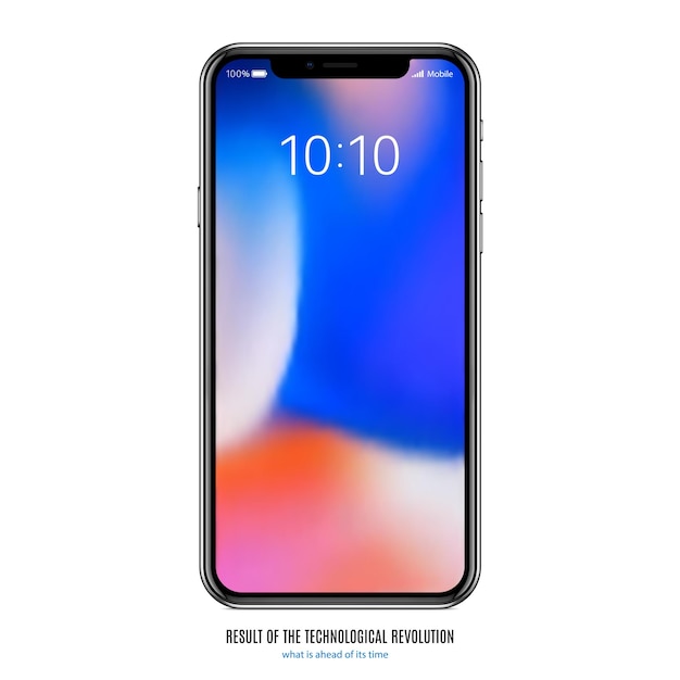 Vettore smartphone in colore nero con schermo colorato su sfondo bianco