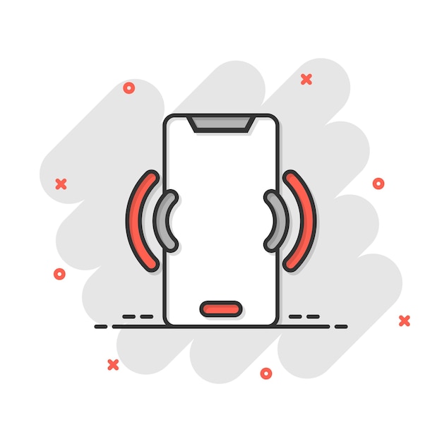Иконка экрана смартфона в стиле комиксов Векторная иллюстрация мобильного телефона на белом изолированном фоне Бизнес-концепция с эффектом всплеска телефона