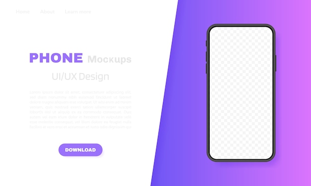 Smartphone blank screen, phone . template for infographics, presentation or mobile app. ui interface . modern  illustration.