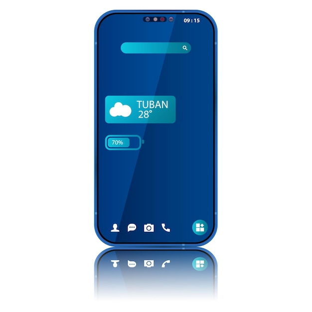 Smartphone blue home screen theme