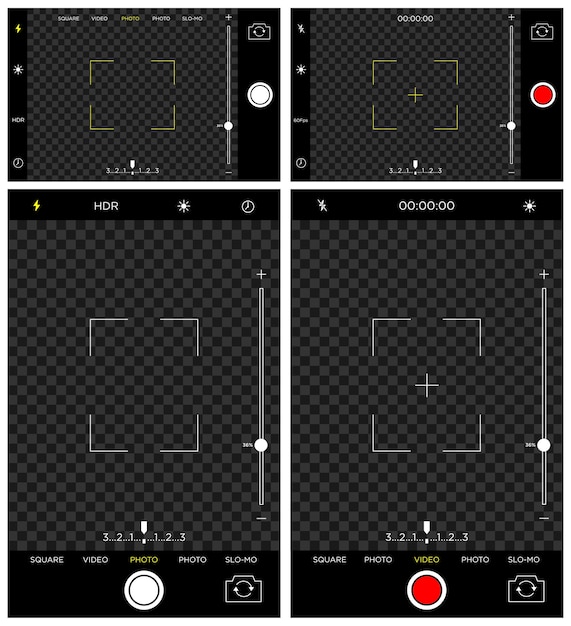 Smartphone camera opname scherm weergave sjabloon