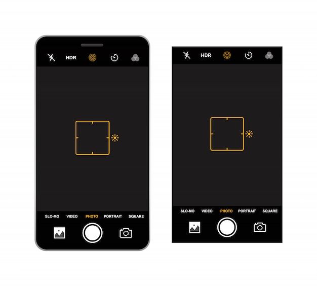 Vector smartphone camera viewfinder template. camera recording.