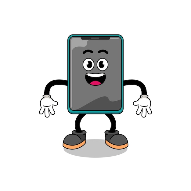 Smartphone cartoon with surprised gesture