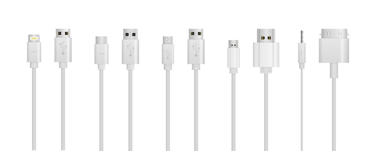 Vector smartphone charger cable isolated on white background