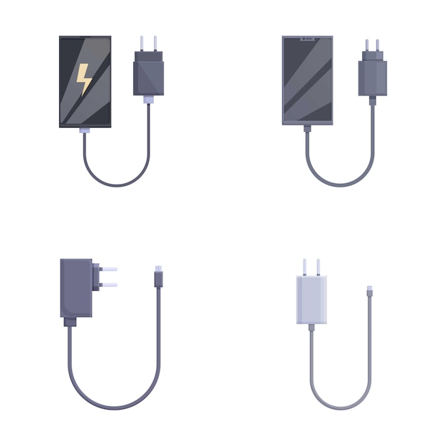 smartphone charging cables and power adapters set