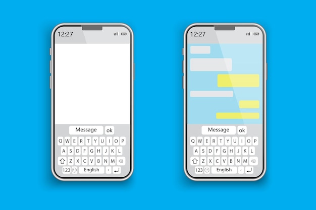 Smartphone chat interface Leeg en actief bericht scherm lay-out