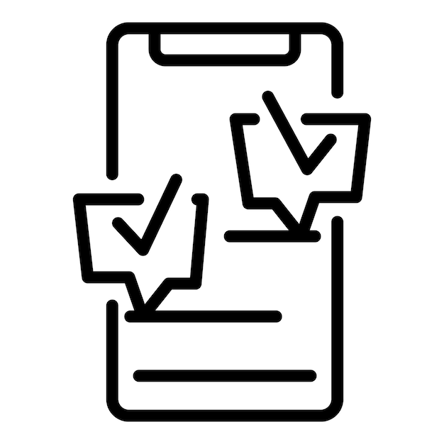 スマート フォン チェックリスト アイコン白い背景で隔離の web デザインのスマート フォン チェックリスト ベクトル アイコンを概要します。