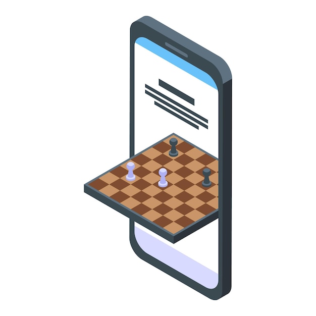 Smartphone chess icon isometric vector Online game Story business