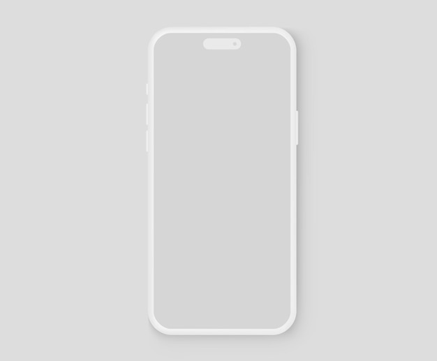 Smartphone clay mockup clay iphone 15 or 16 mockup with blank screen front view