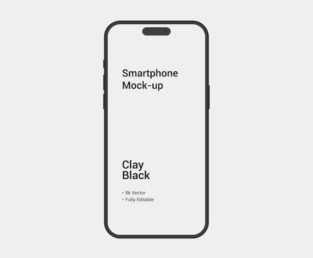 ベクトル スマートフォンの粘土モックアップ 粘土iphone 15または16モックアップ 空の画面のフロントビュー