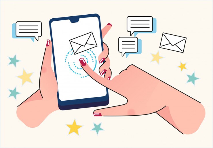 Vector smartphone communication social media conceptual 