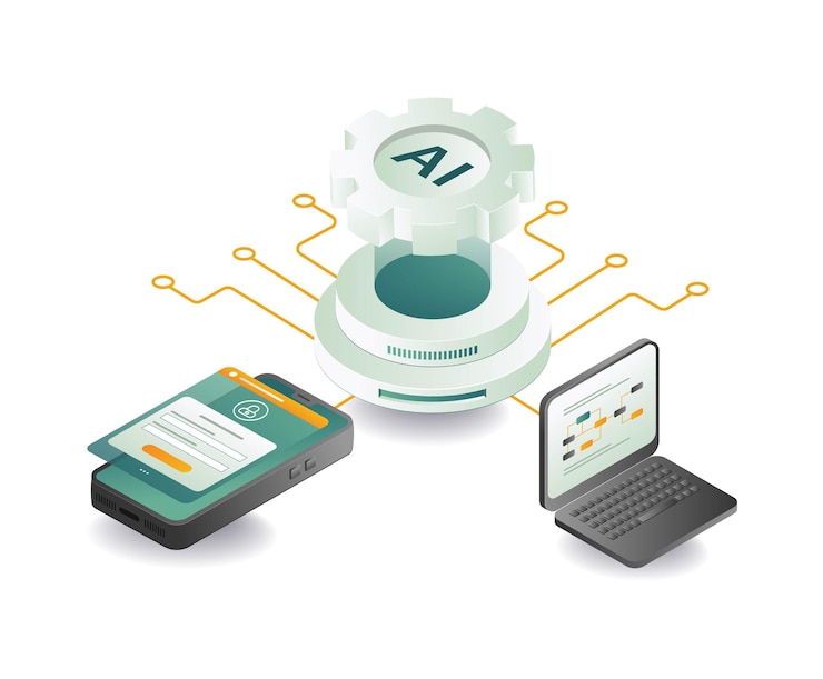 Vector smartphone computer artificial intelligence technology