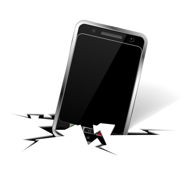 Vector smartphone in crack