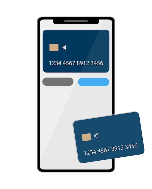 Vector smartphone and credit card contactless payment by mobile phone online shopping online banking