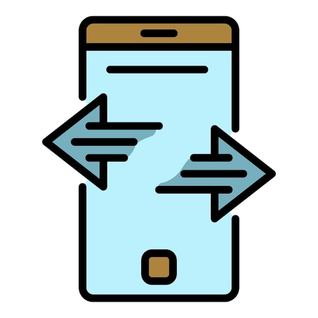 Smartphone data transfer icon Outline smartphone data transfer vector icon color flat isolated