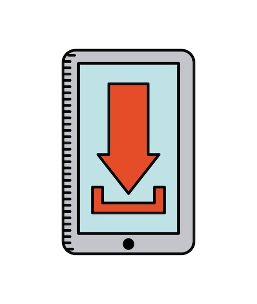 smartphone device with download arrow icon