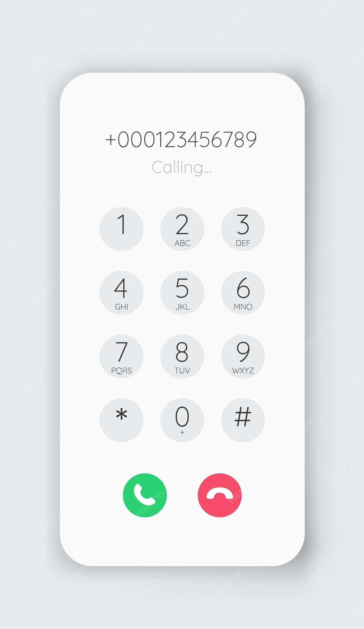 Premium Vector | Smartphone dial phone ui phone number pad call screen ...