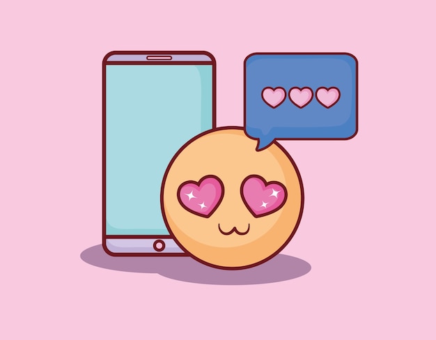 Smartphone emticon messaggio amore incontri online