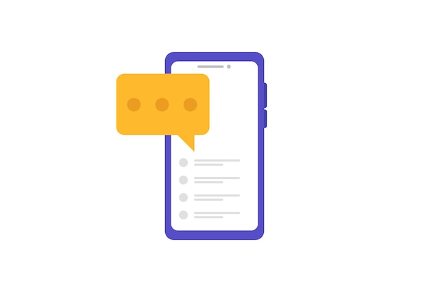 Illustrazione piatta dello smartphone con il simbolo del messaggio visualizzato vettoriale eps 10